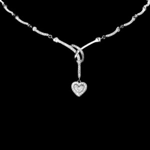 Colier Regal Heart, din Argint, decorat cu Diamante Simulate